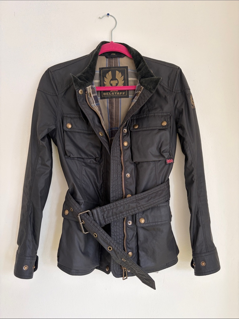 Belstaff Women's Black Waxed Cotton Belted Utility Jacket